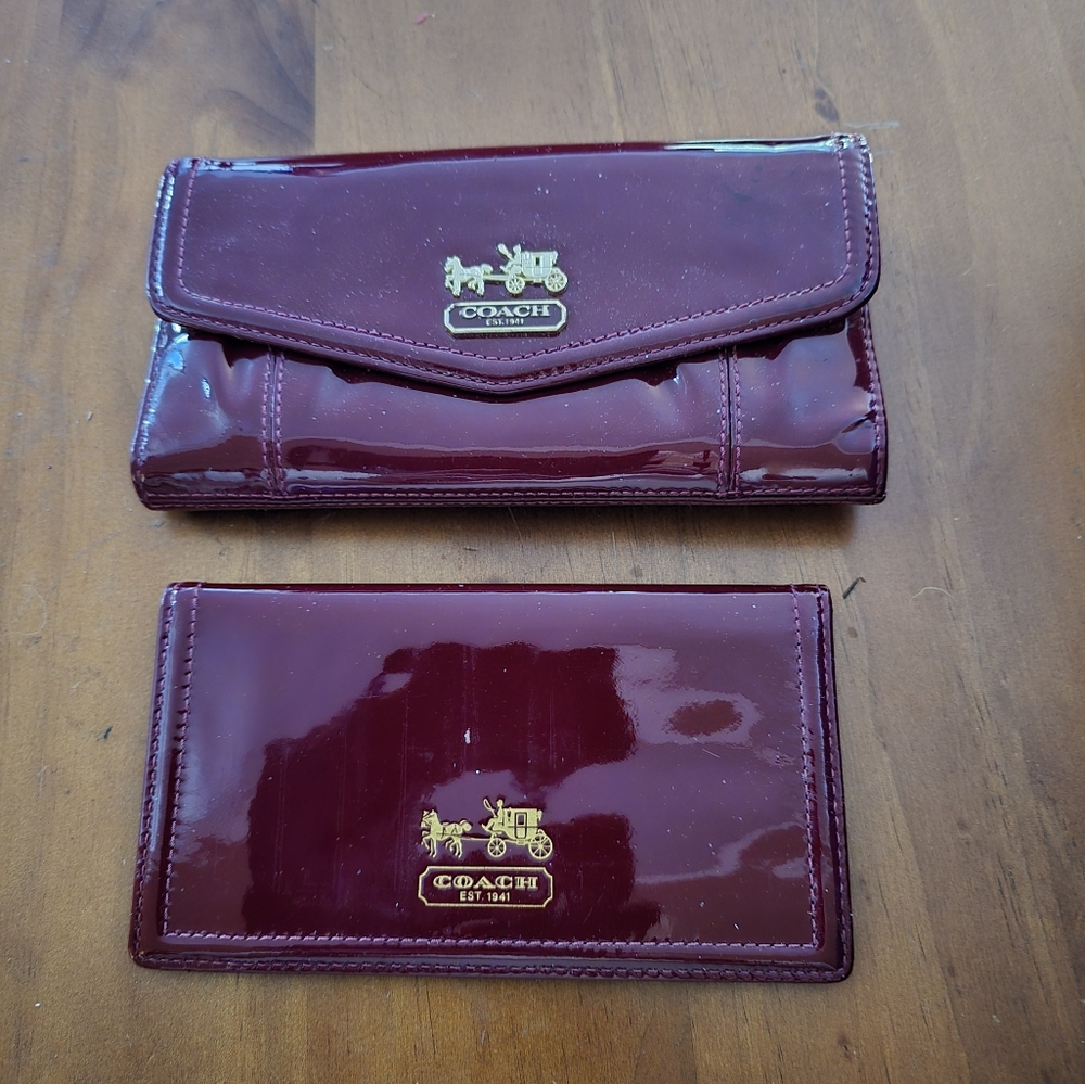 Coach Burgundy Wallet and Card Holder